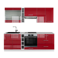 Vicco Cucina componibile Bordeaux lucido/bianco 235 cm , PL Marmo