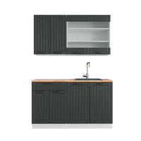 Vicco Cucina completa Antracite casa di campagna/bianco 140 cm , PL Rovere