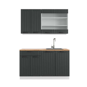 Vicco Cucina completa Antracite casa di campagna/bianco 140 cm , PL Rovere