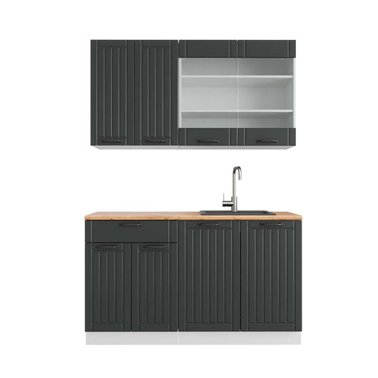 Vicco Cucina completa Antracite casa di campagna/bianco 140 cm , PL Rovere