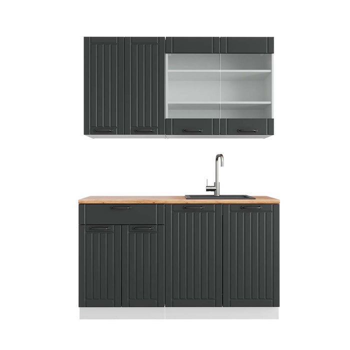 Vicco Cucina completa Antracite casa di campagna/bianco 140 cm , PL Rovere