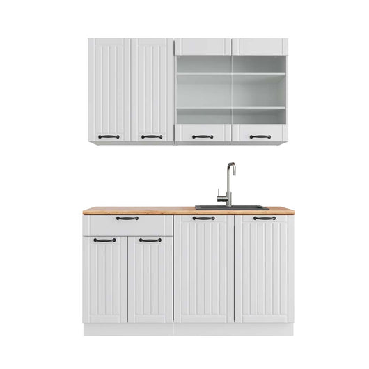 Vicco Cucina completa Casa di campagna bianca/bianco 140 cm , PL Rovere