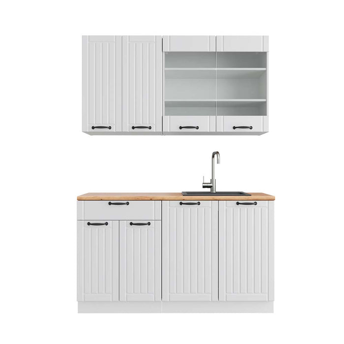 Vicco Cucina completa Casa di campagna bianca/bianco 140 cm , PL Rovere