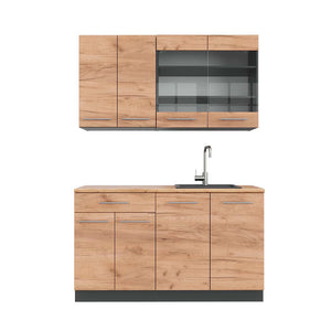 Vicco Cucina completa Quercia dorata/antracite 140 cm , PL Rovere