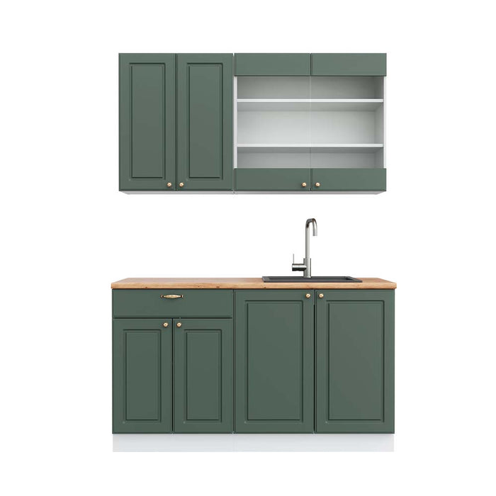Vicco Cucina completa Verde-oro Country House/Bianco 140 cm , PL Rovere