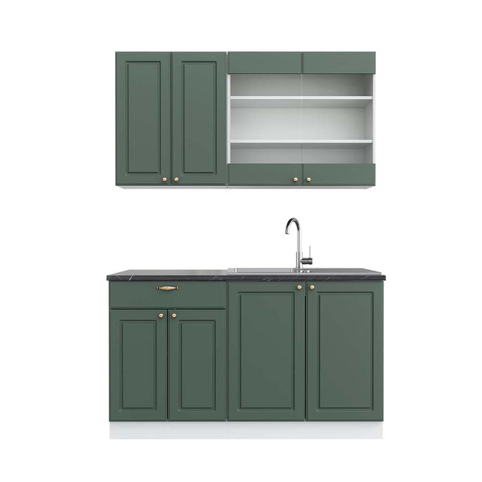 Vicco Cucina completa Verde-oro Country House/Bianco 140 cm , PL Antracite