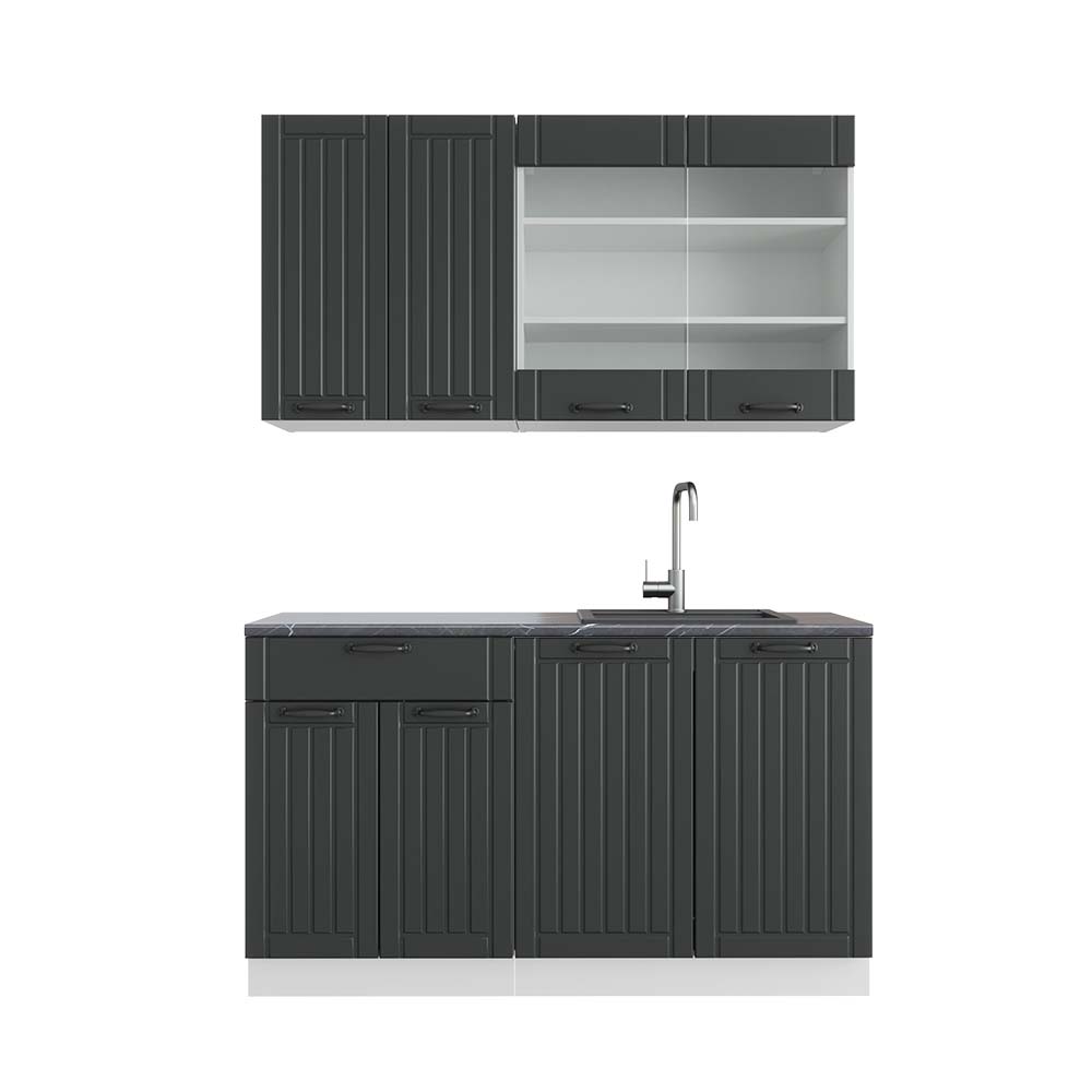 Vicco Cucina completa Antracite casa di campagna/bianco 140 cm , PL Antracite