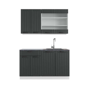 Vicco Cucina completa Antracite casa di campagna/bianco 140 cm , PL Antracite