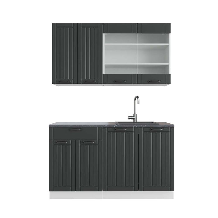 Vicco Cucina completa Antracite casa di campagna/bianco 140 cm , PL Antracite