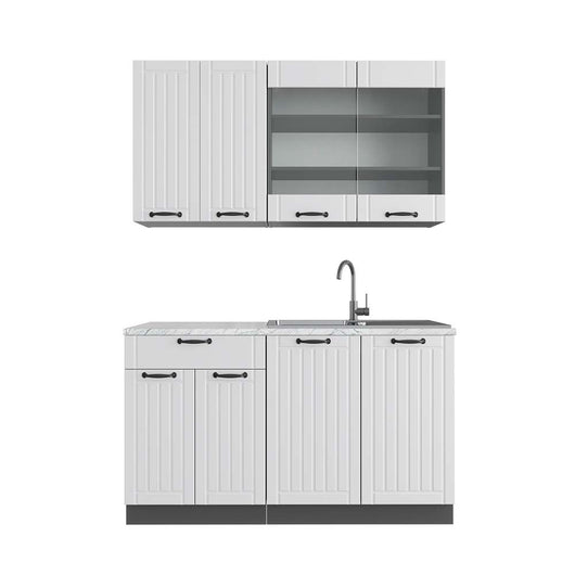 Vicco Cucina completa Bianco casa di campagna/antracite 140 cm , PL Marmo