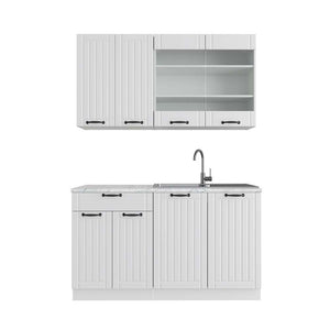 Vicco Cucina completa Casa di campagna bianca/bianco 140 cm , PL Marmo