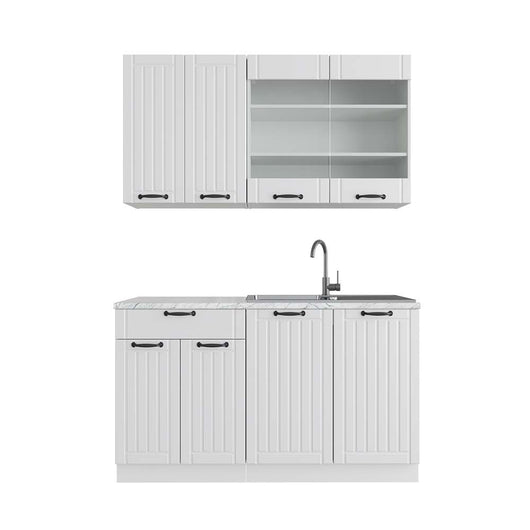 Vicco Cucina completa Casa di campagna bianca/bianco 140 cm , PL Marmo