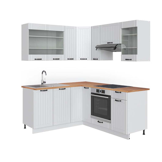 Vicco Cucina angolare completa Casa di campagna bianca/bianco 160 x 190 cm , PL Rovere