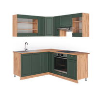 Vicco Cucina angolare completa Quercia verde-oro Country/oro Power 160 x 190 cm , PL Rovere