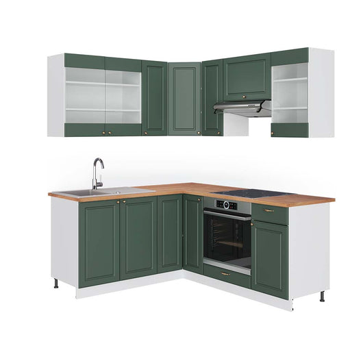 Vicco Cucina angolare completa Verde-oro Country House/Bianco 160 x 190 cm , PL Rovere