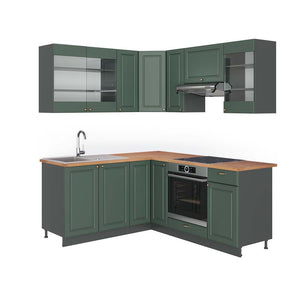 Vicco Cucina angolare completa Verde-oro Country House/Antracite 160 x 190 cm , PL Rovere