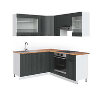 Vicco Cucina angolare completa Antracite casa di campagna/bianco 160 x 190 cm , PL Rovere