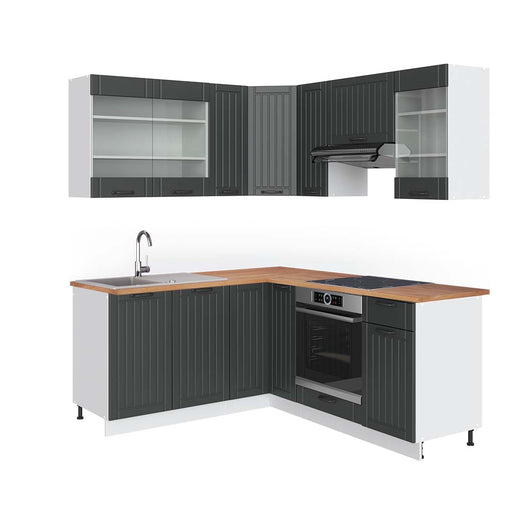 Vicco Cucina angolare completa Antracite casa di campagna/bianco 160 x 190 cm , PL Rovere