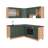 Vicco Cucina angolare completa Quercia verde-oro Country/oro Power 160 x 190 cm , PL Antracite