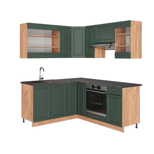 Vicco Cucina angolare completa Quercia verde-oro Country/oro Power 160 x 190 cm , PL Antracite