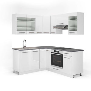 Vicco Cucina angolare completa Bianco lucido/bianco 160 x 190 cm , PL Antracite