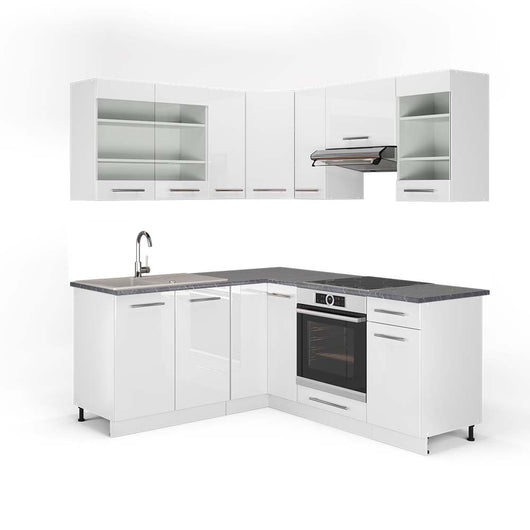 Vicco Cucina angolare completa Bianco lucido/bianco 160 x 190 cm , PL Antracite