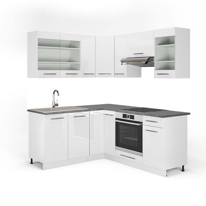 Vicco Cucina angolare completa Bianco lucido/bianco 160 x 190 cm , PL Antracite