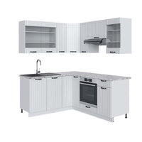 Vicco Cucina angolare completa Casa di campagna bianca/bianco 160 x 190 cm , PL Marmo