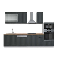 Vicco Cucina componibile Antracite casa di campagna/bianco 300 cm con armadio alto, PL Rovere