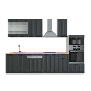 Vicco Cucina componibile Antracite casa di campagna/bianco 300 cm con armadio alto, PL Rovere