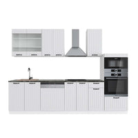 Vicco Cucina componibile Casa di campagna bianca/bianco 300 cm con armadio alto, PL Antracite