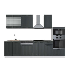 Vicco Cucina componibile Antracite casa di campagna/bianco 300 cm con armadio alto, PL Antracite