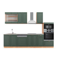 Vicco Cucina componibile Quercia verde-oro Country/oro Power 300 cm con armadio alto, PL Marmo