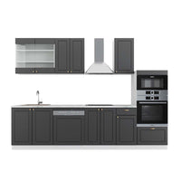 Vicco Cucina componibile Antracite-Oro/Bianco 300 cm con armadio alto, PL Marmo
