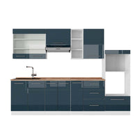Vicco Cucina componibile Blu scuro lucido/bianco 280 cm , PL Rovere