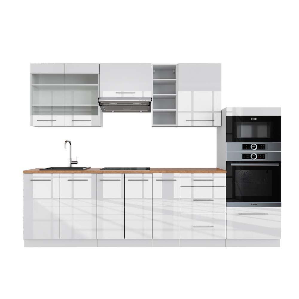 Vicco Cucina componibile Bianco lucido/bianco 280 cm , PL Rovere