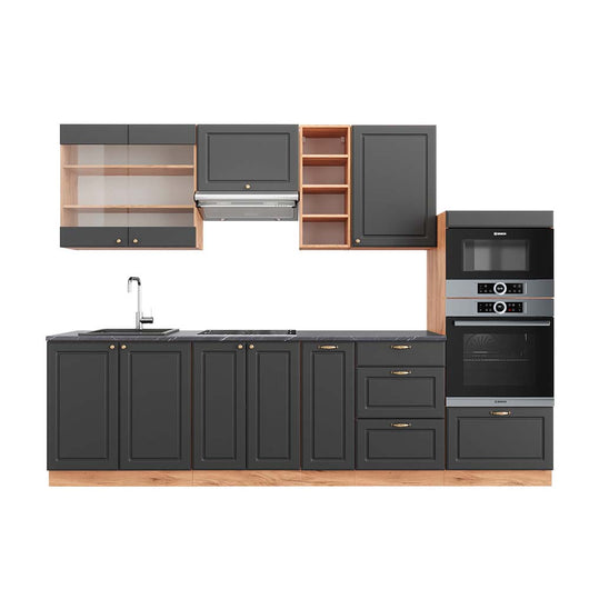 Vicco Cucina componibile Antracite Country House/oro Kraft Oak 280 cm , PL Antracite