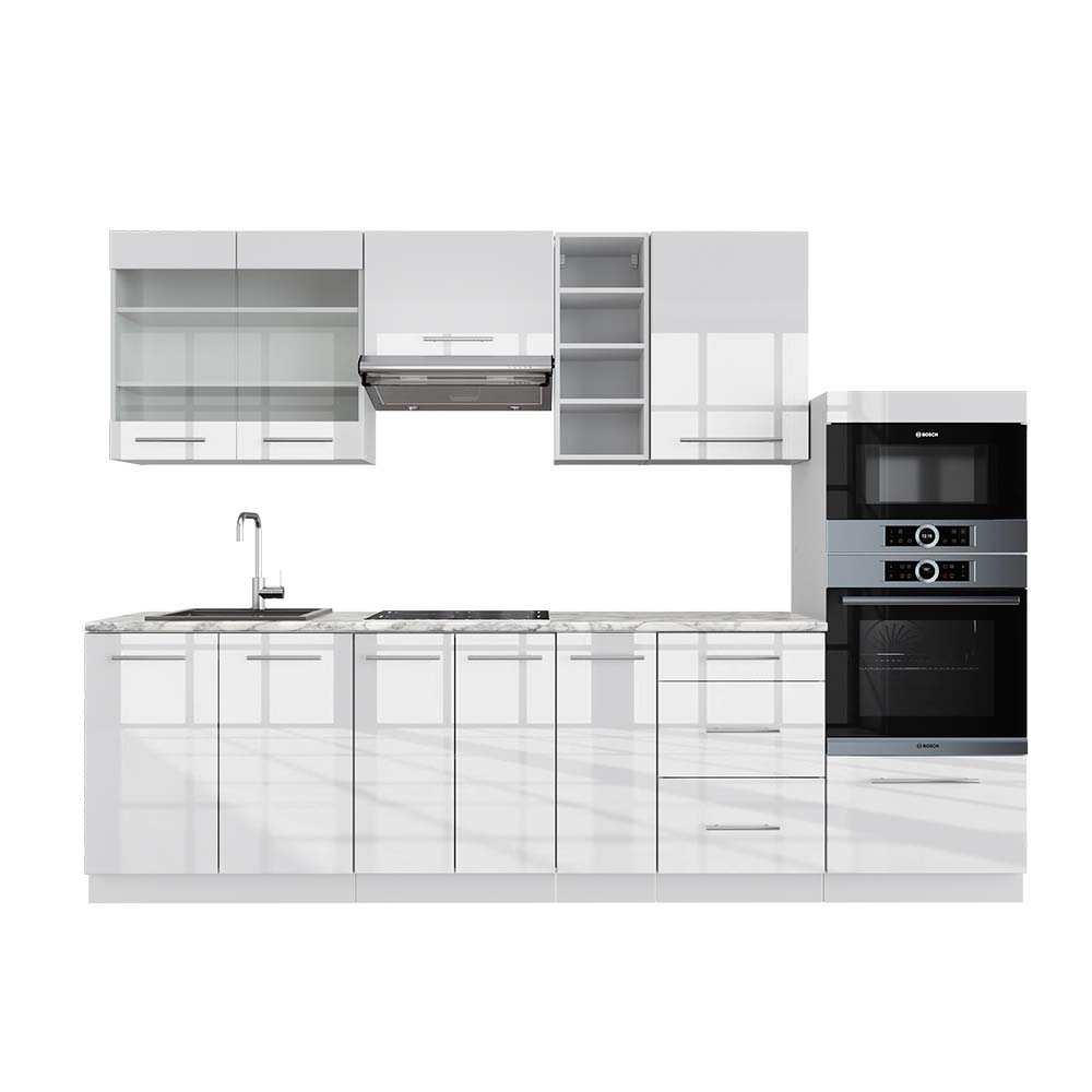 Vicco Cucina componibile Bianco lucido/bianco 280 cm , PL Marmo
