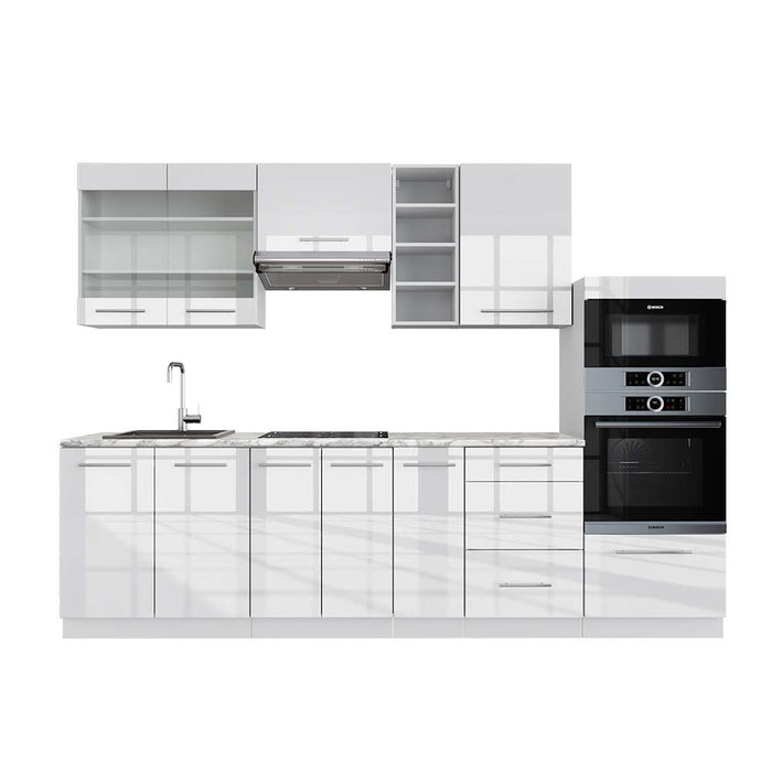Vicco Cucina componibile Bianco lucido/bianco 280 cm , PL Marmo