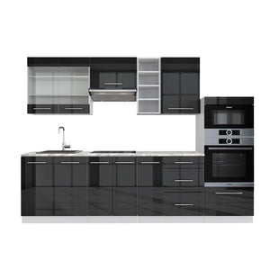Vicco Cucina componibile Antracite lucido/bianco 280 cm , PL Marmo