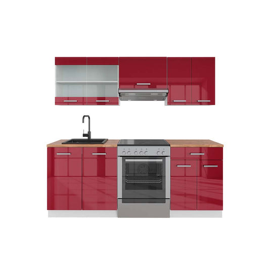 Vicco Cucina componibile Rosso lucido/bianco 200 cm , PL Rovere