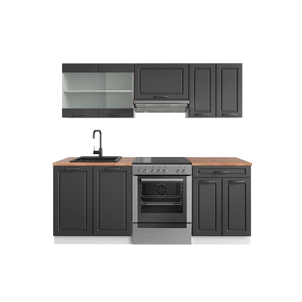 Vicco Cucina componibile Antracite casa di campagna/bianco 200 cm , PL Rovere