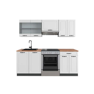 Vicco Cucina componibile Bianco casa di campagna/antracite 200 cm , PL Rovere