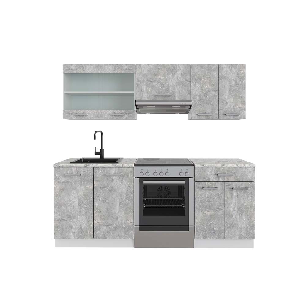 Vicco Cucina componibile Cemento/Bianco 200 cm , PL Marmo