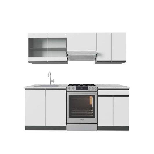 Vicco Cucina componibile Bianco/antracite 200 cm , PL Marmo
