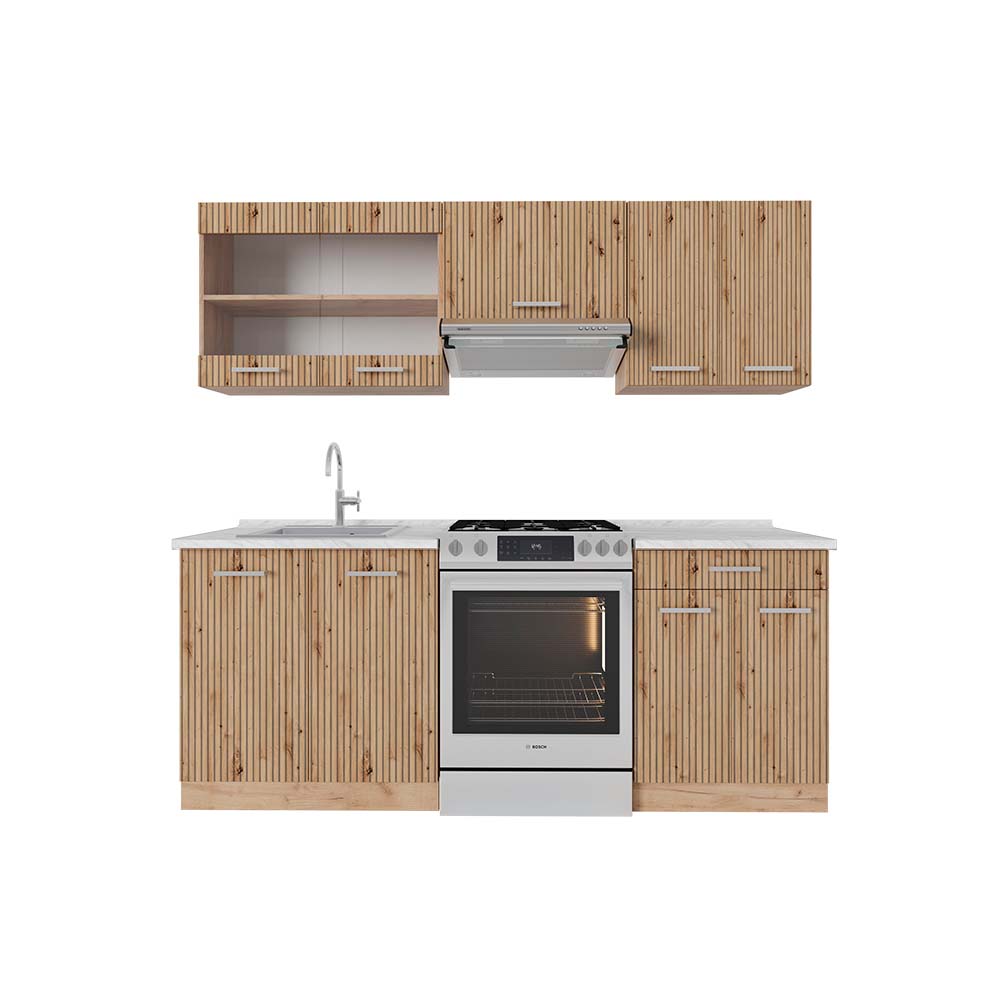 Vicco Cucina componibile Rovere artigianale/rovere Goldkraft 200 cm , AP Marble