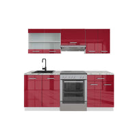 Vicco Cucina componibile Rosso lucido/bianco 200 cm , PL Marmo