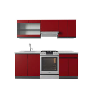 Vicco Cucina componibile Rosso/antracite 200 cm , PL Marmo