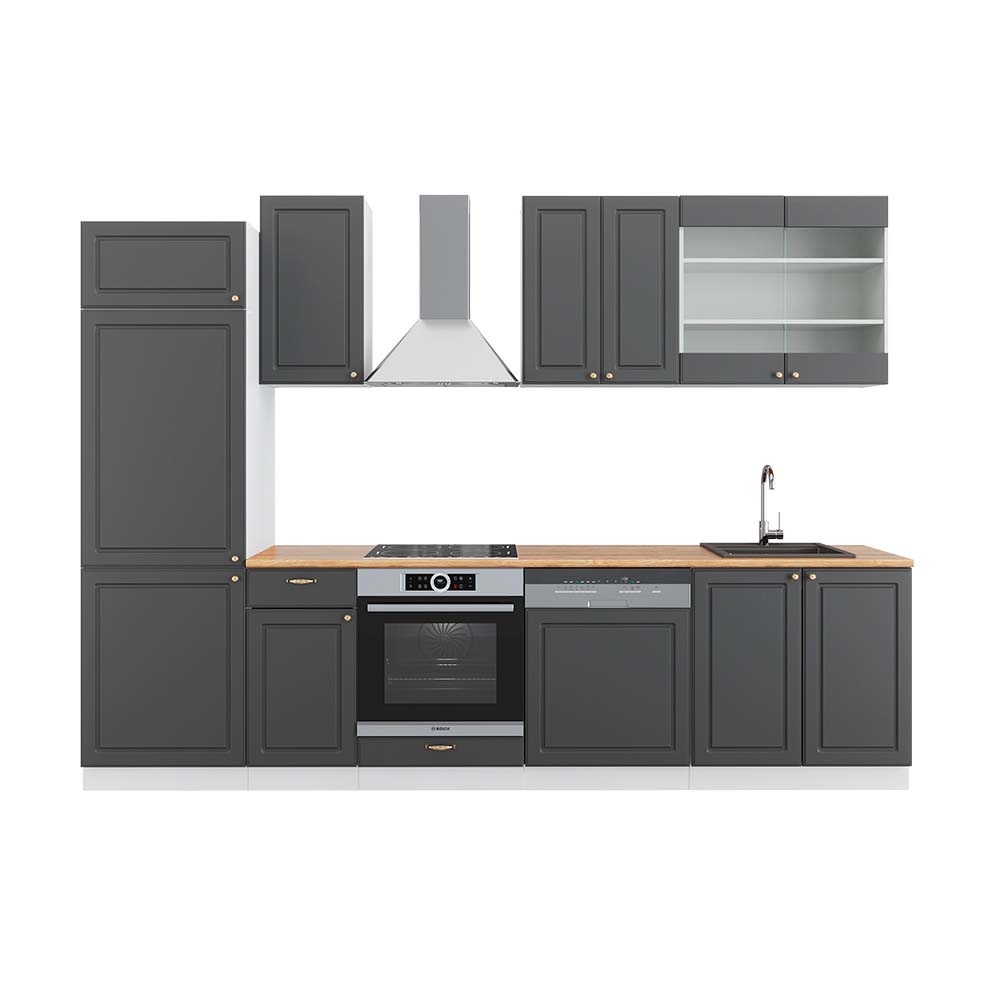 Vicco Cucina componibile Antracite-Oro/Bianco 300 cm , PL Rovere