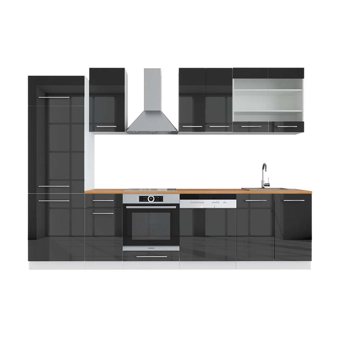 Vicco Cucina componibile Antracite lucido/bianco 300 cm , PL Rovere
